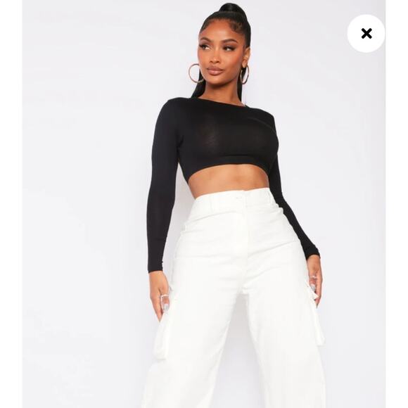 Pretty Little Things SHAPE BLACK JERSEY TIED BACK CROP TOP Size 6 - Picture 1 of 7